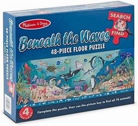 Melissa & Doug Beneath The Waves: 48-Piece Floor Puzzle   Free Scratch Art Mini-Pad Bundle [44936]