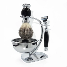 Men's Shaving Kit & Grooming Set,3-Layer Cartridge Shaving Razor,Badger Hair Shaving Brush,Stainless Steel Shaving Bowl and Stand Holder,Smooth,Precision,CLean Shaving Tools for Him