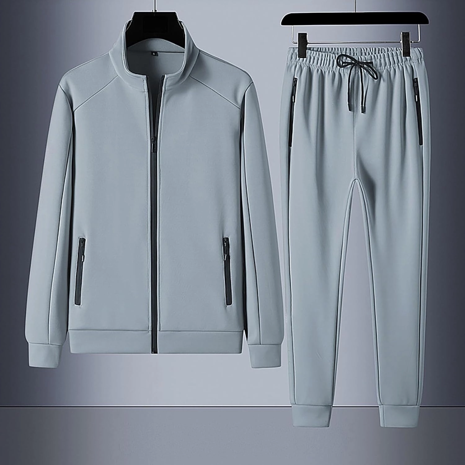Men's Tracksuit 2 Piece Full Zipper Long Sleeve Jacket Drawstring Pants Fashion Jogging Dating Couple Casual Outfits