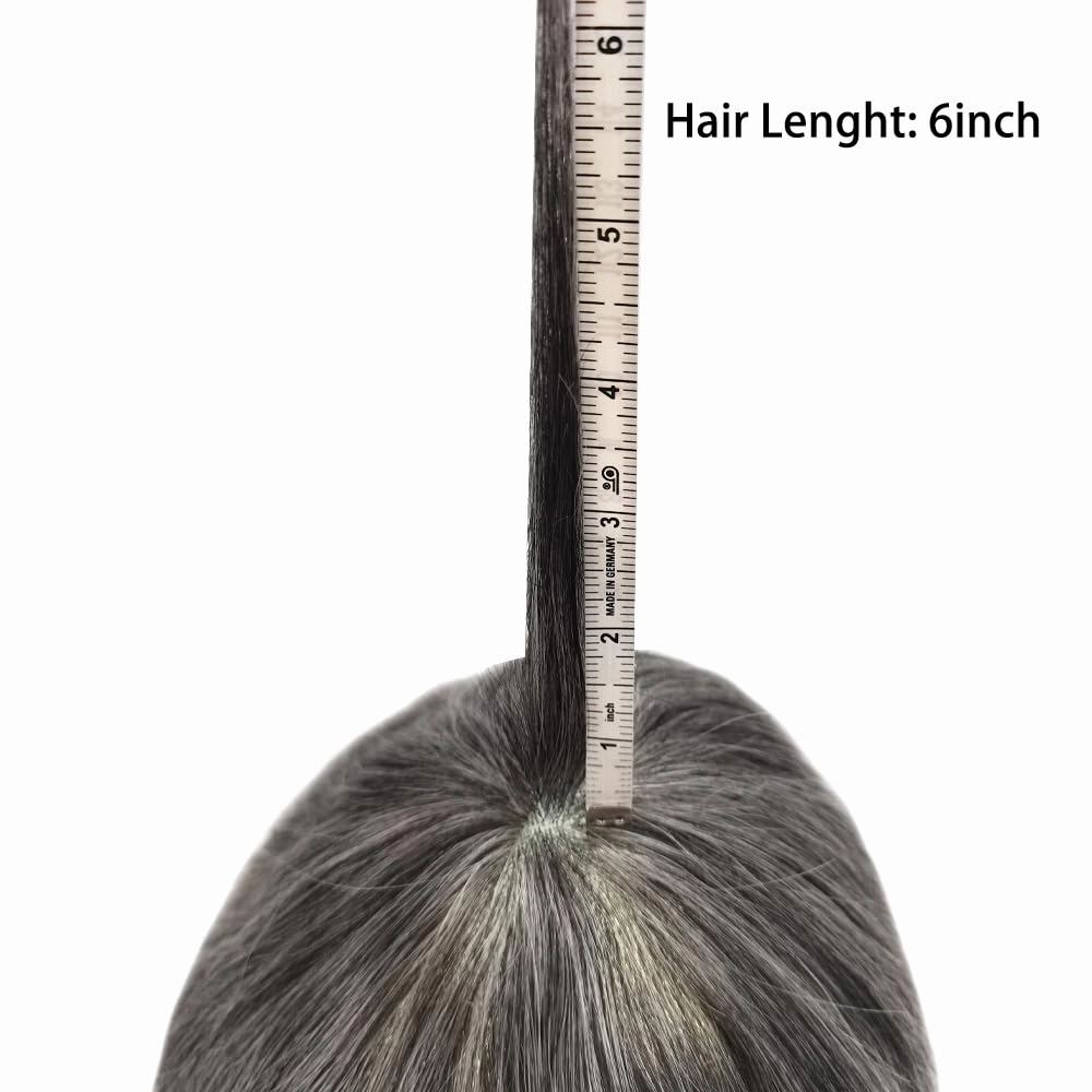 Men Toupee Human Hair Lace Front Hair System for Men Hair Piece Virgin Human Hair Toupee for Men Hair Replacement System Mens Hair Prosthesis 7X9#1B50#1B Off Black 50% Grey 120% Density