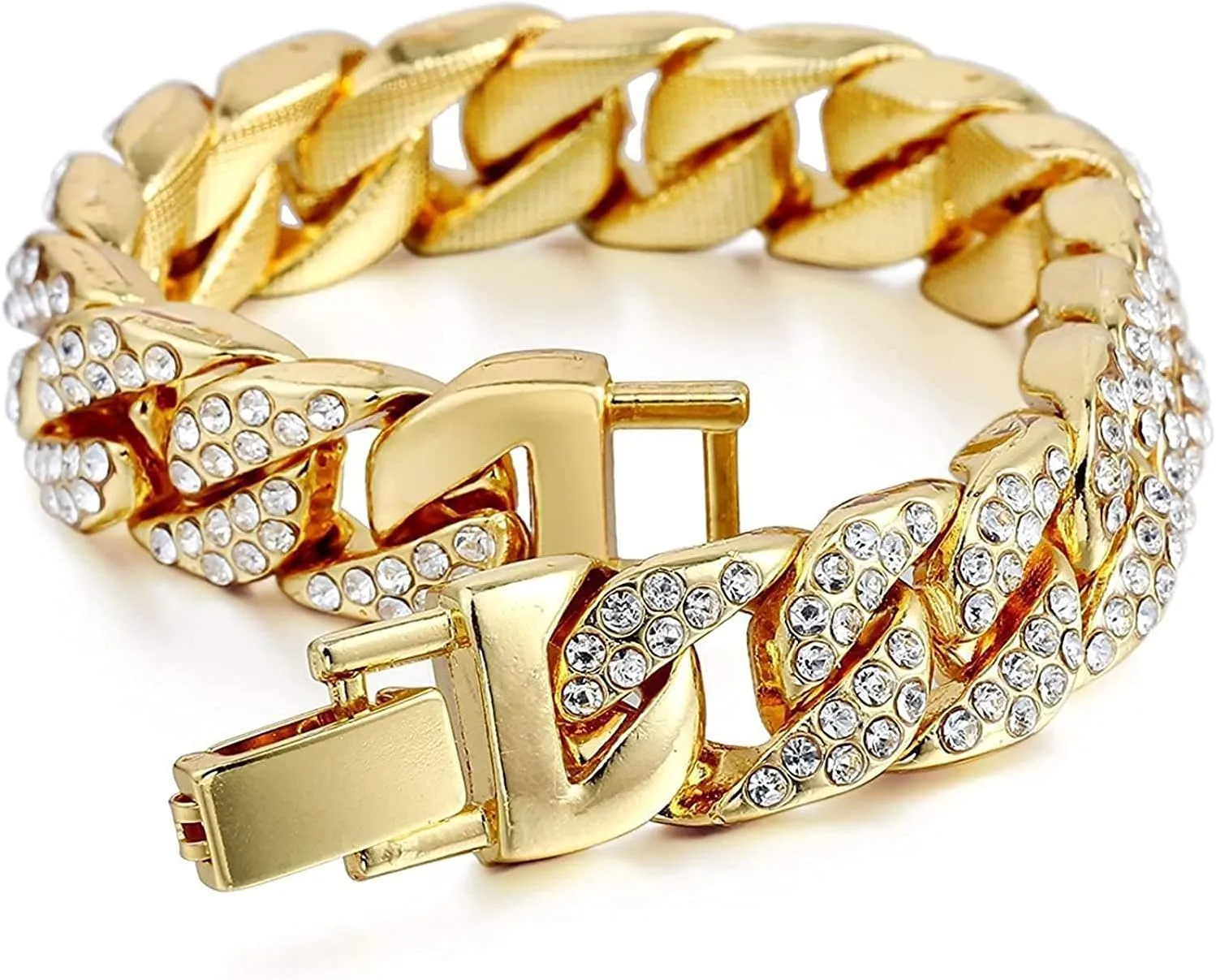 Mens Big Rocks Bezel - Dial with Roman Numerals Fully Iced Out Watch w/Cuban Chain Bracelet & Ring - ST10327 3pc Set
