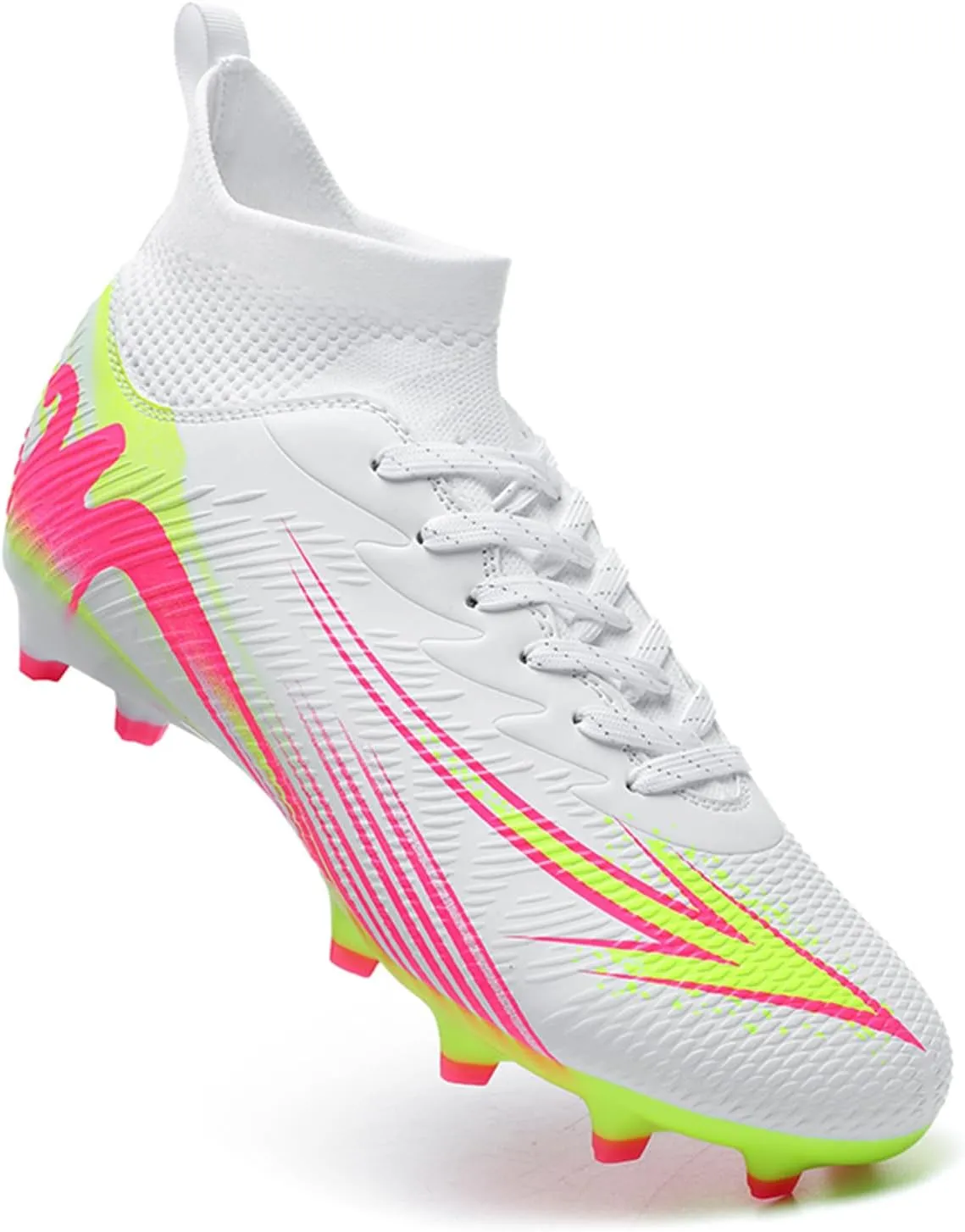 Men's High Top Soccer Shoes FG Long Spikes Adult Football Shoes Lightweight Professional Athletic Training