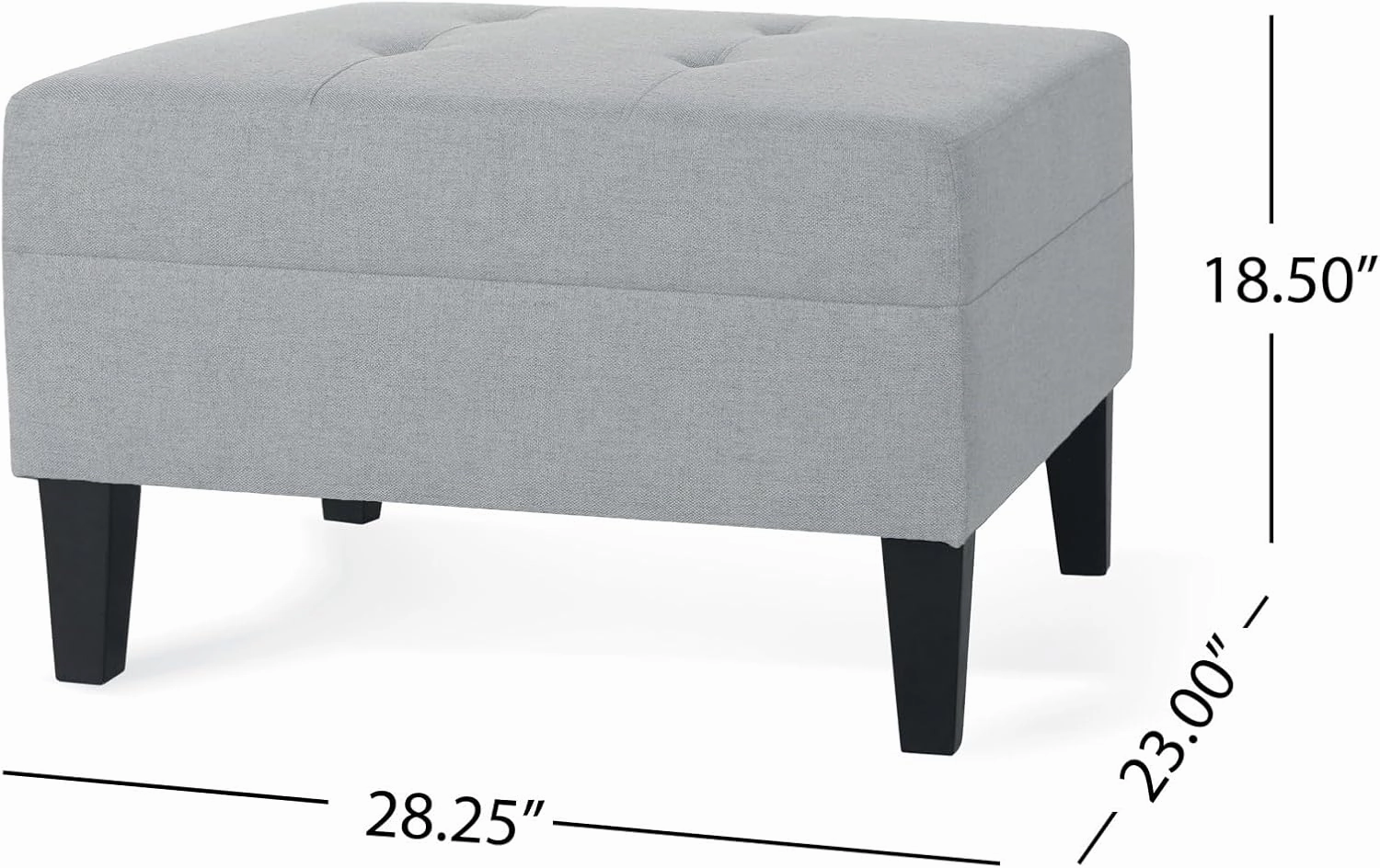 Merax Upholstered Ottoman Module for Modular Sofa Couch, Bench Seating Foot Rest Stool Furniture for Bedroom, Living Room, Entryway, Birch Wood Legs, Grey
