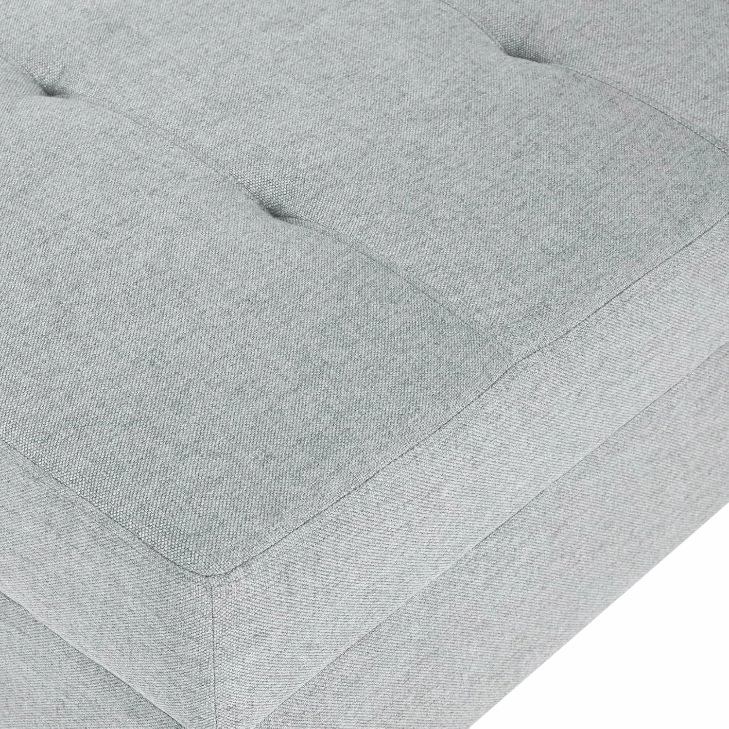 Merax Upholstered Ottoman Module for Modular Sofa Couch, Bench Seating Foot Rest Stool Furniture for Bedroom, Living Room, Entryway, Birch Wood Legs, Grey