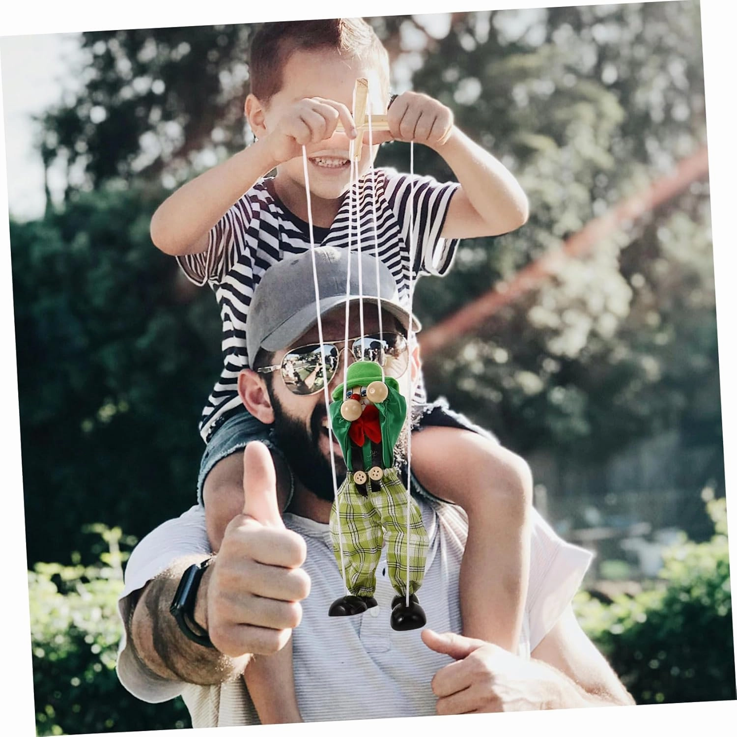 MERRYHAPY 2pcs Wooden Marionette Puppet Show Toys for Boys and Girls Hand Puppet String Marionette Random Style