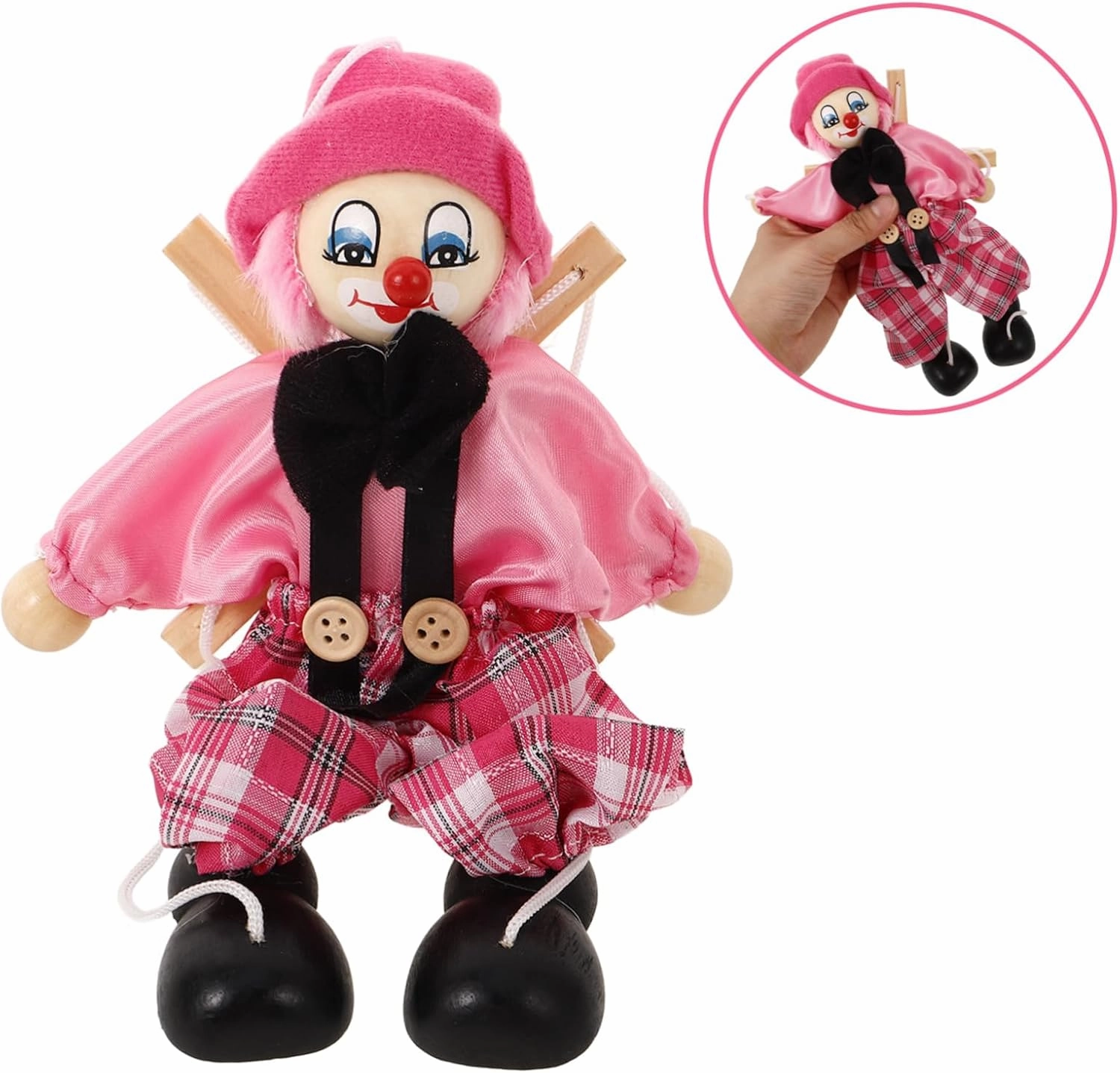 MERRYHAPY 2pcs Wooden Marionette Puppet Show Toys for Boys and Girls Hand Puppet String Marionette Random Style
