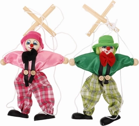 MERRYHAPY 2pcs Wooden Marionette Puppet Show Toys for Boys and Girls Hand Puppet String Marionette Random Style