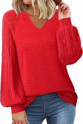 Messic Womens Pullover Sweaters 2024 Casual Long Sleeve V Neck Loose Knit Tops