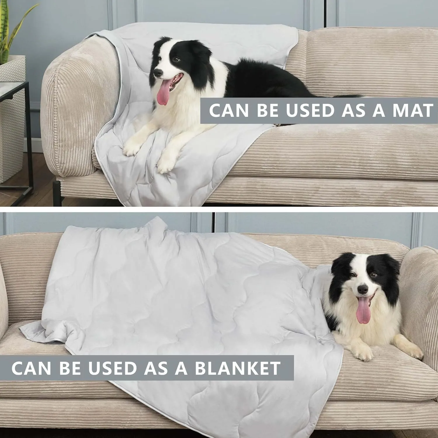 MICROCOSMOS Pet Cooling Blankets & Sleeping Mat- Reversible Washable Durable Dog Bed Cover, EZ Clean. Perfect Indoors, Outdoors or in The Car.(Grey-Grey, 59" x 40")