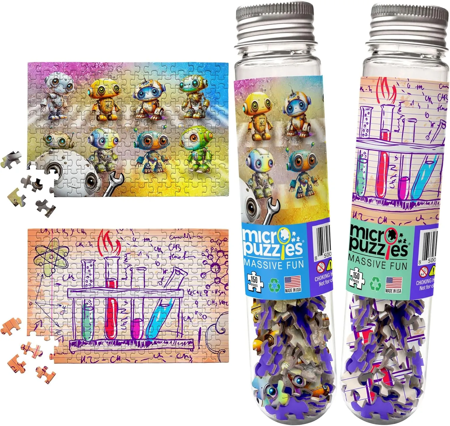 MicroPuzzles “Science” Mini Jigsaw Puzzle 2-Pack – 150-Piece STEM Lab Travel 4×6 in Puzzle Gift | Made in USA | Small Business