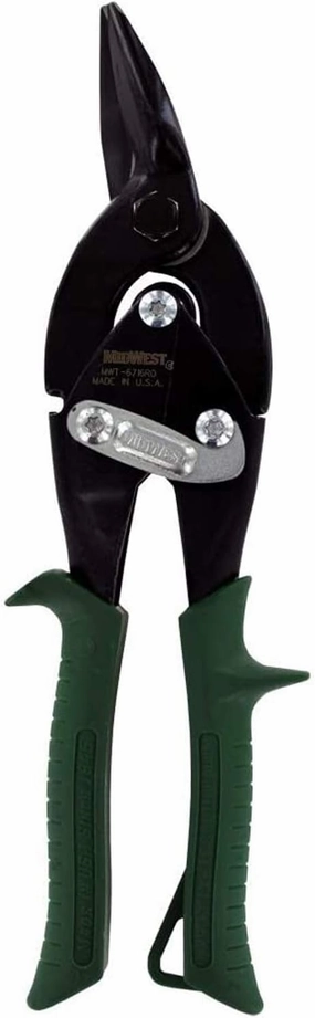 MIDWEST Blackout Series Aviation Snip - Right Cut Regular Tinner Shears, Made in the USA - MWT-6716RO