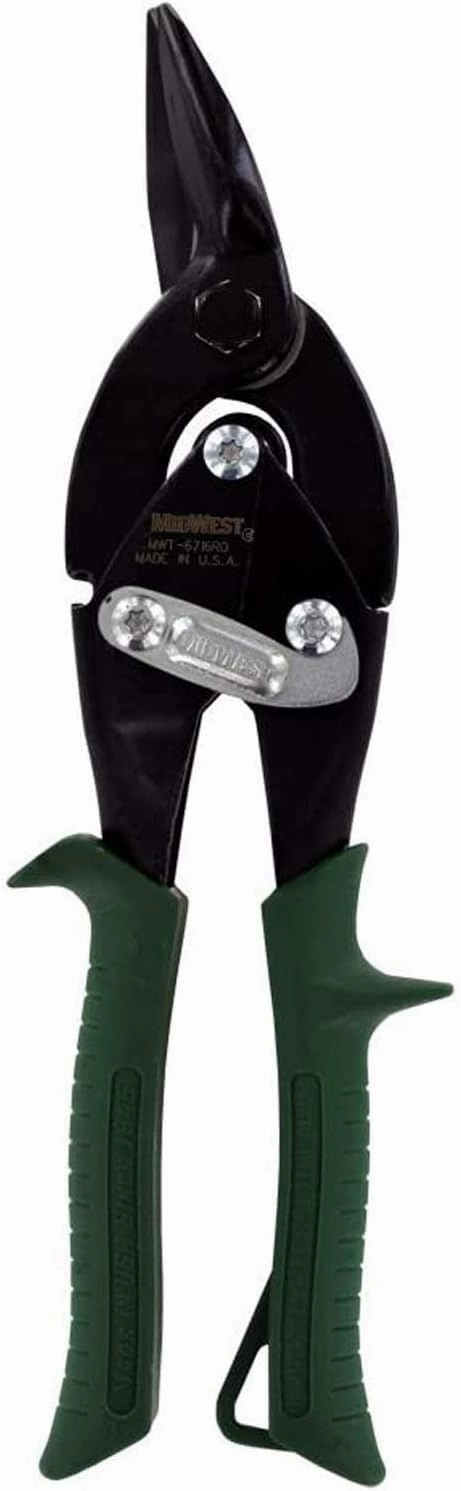 MIDWEST Blackout Series Aviation Snip - Right Cut Regular Tinner Shears, Made in the USA - MWT-6716RO