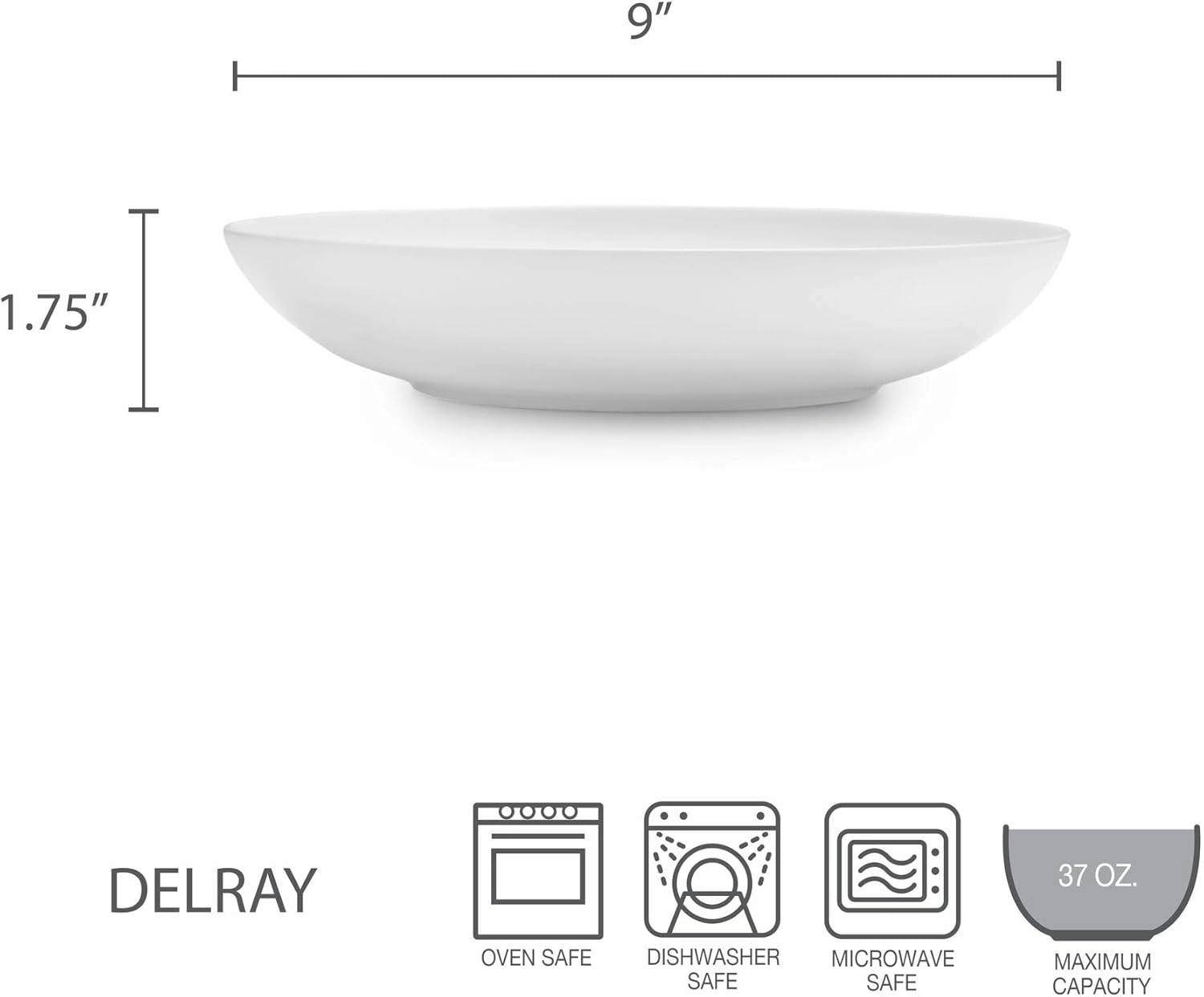 Mikasa Delray Bone China Pasta Bowl, Set Of 4, 9 inch, White