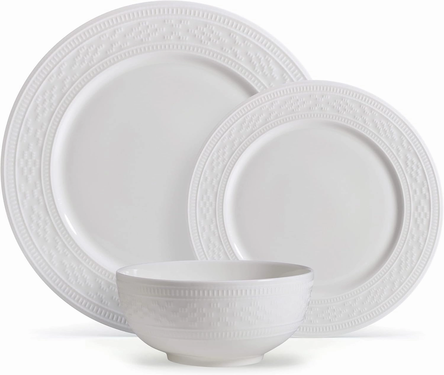 Mikasa Haven Bone China Lightweight Chip Resistant 12 Piece Dinnerware Set, Service for 4 White