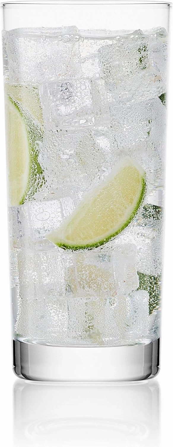 Mikasa Lana Tall Beverage Highball Glass Cups, Set of 4, 16 Ounce, Clear