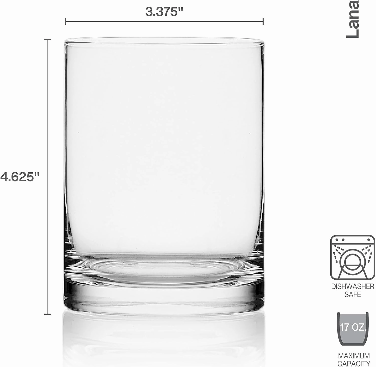 Mikasa Lana Whiskey Rocks Double Old Fashion Glasses, Set of 4, 17 Ounce, Clear