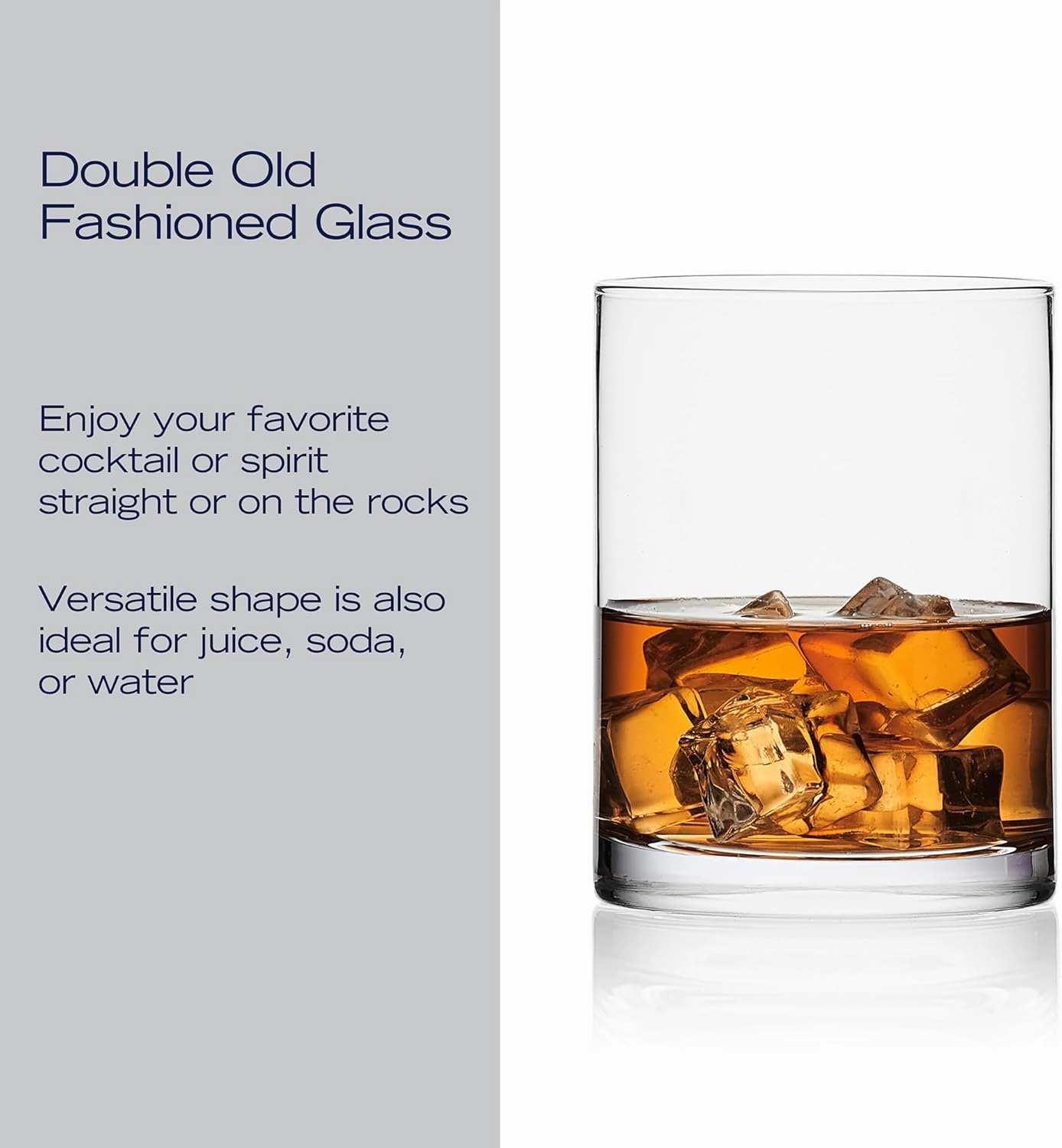 Mikasa Lana Whiskey Rocks Double Old Fashion Glasses, Set of 4, 17 Ounce, Clear