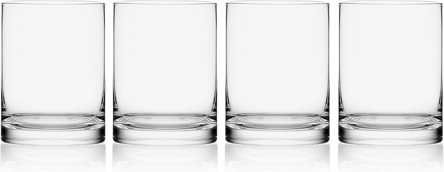 Mikasa Lana Whiskey Rocks Double Old Fashion Glasses, Set of 4, 17 Ounce, Clear