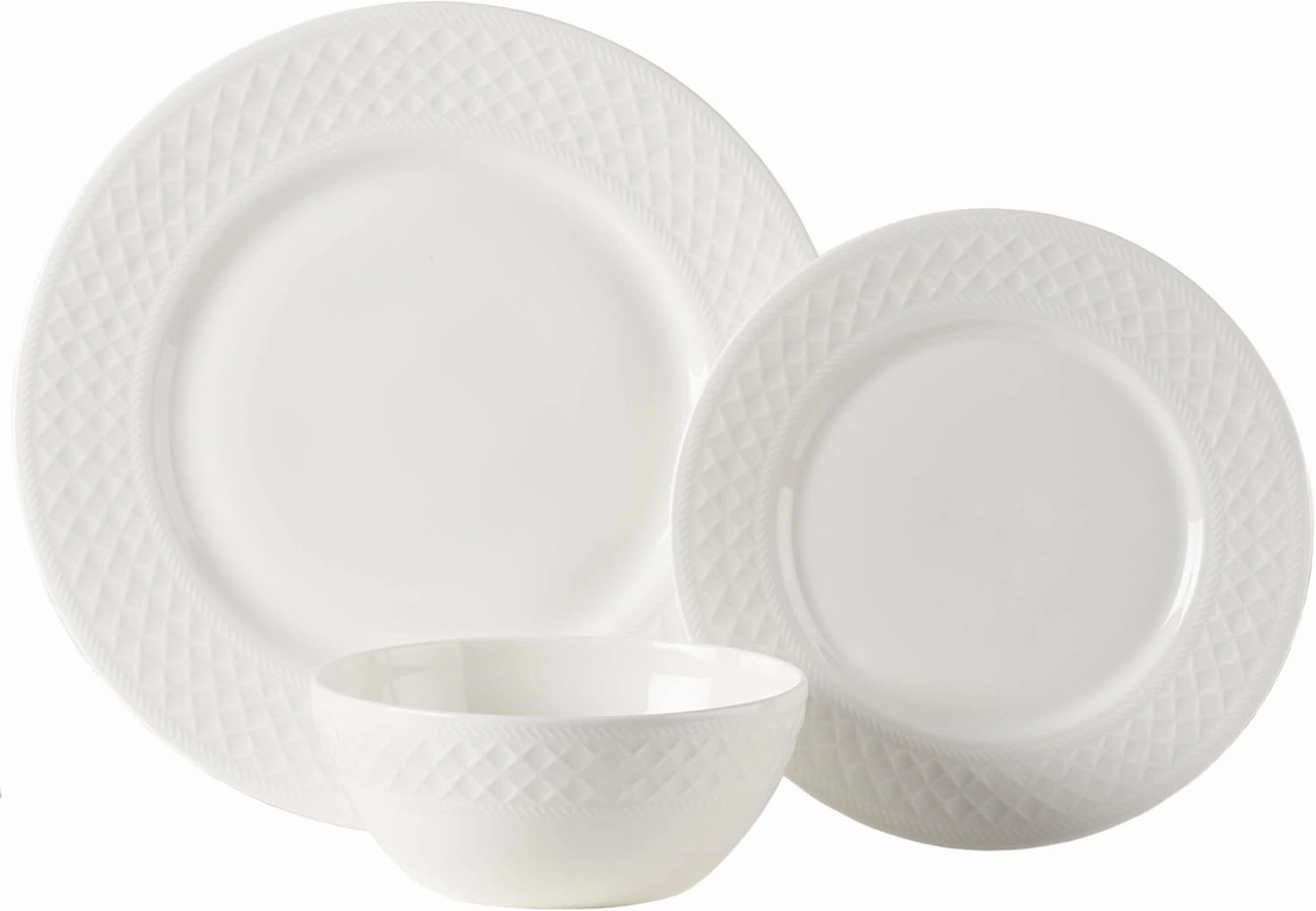 Mikasa Patterson Vegan Bone China Chip Resistant 12 Piece Dinnerware Set, Service for 4