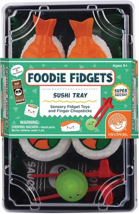 MindWare Foodie Fidgets Sushi Tray Set of Squishy Toys for Kids and Adults - Ages 5 and Up