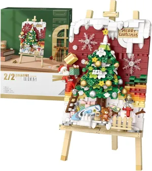 Mini Building Blocks Christmas 3D Painting Model Set,Creative DIY Simulation Particle Stereograph Collection Construction Building Bricks Toy,Home Decor,14 (Christmas Tree)