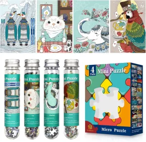 Mini Jigsaw Puzzles for Adults 150 Pieces(4 Packs) Small Jigsaw Puzzle Challenging Micro Puzzle Difficult Tiny Puzzle Home Decor Entertainment 6x4in (4 Pack-2)
