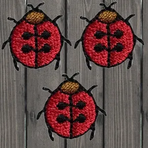 Mini Ladybug Embroidered Patch — 3-Pack — Iron On