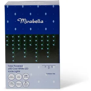Mirabella Christmas Solar Powered 200 LED Icicle Lights - White