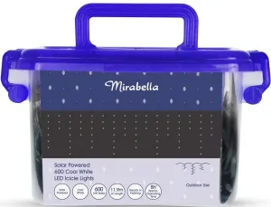 Mirabella Christmas Solar Powered 600 LED Icicle Lights - Cool White
