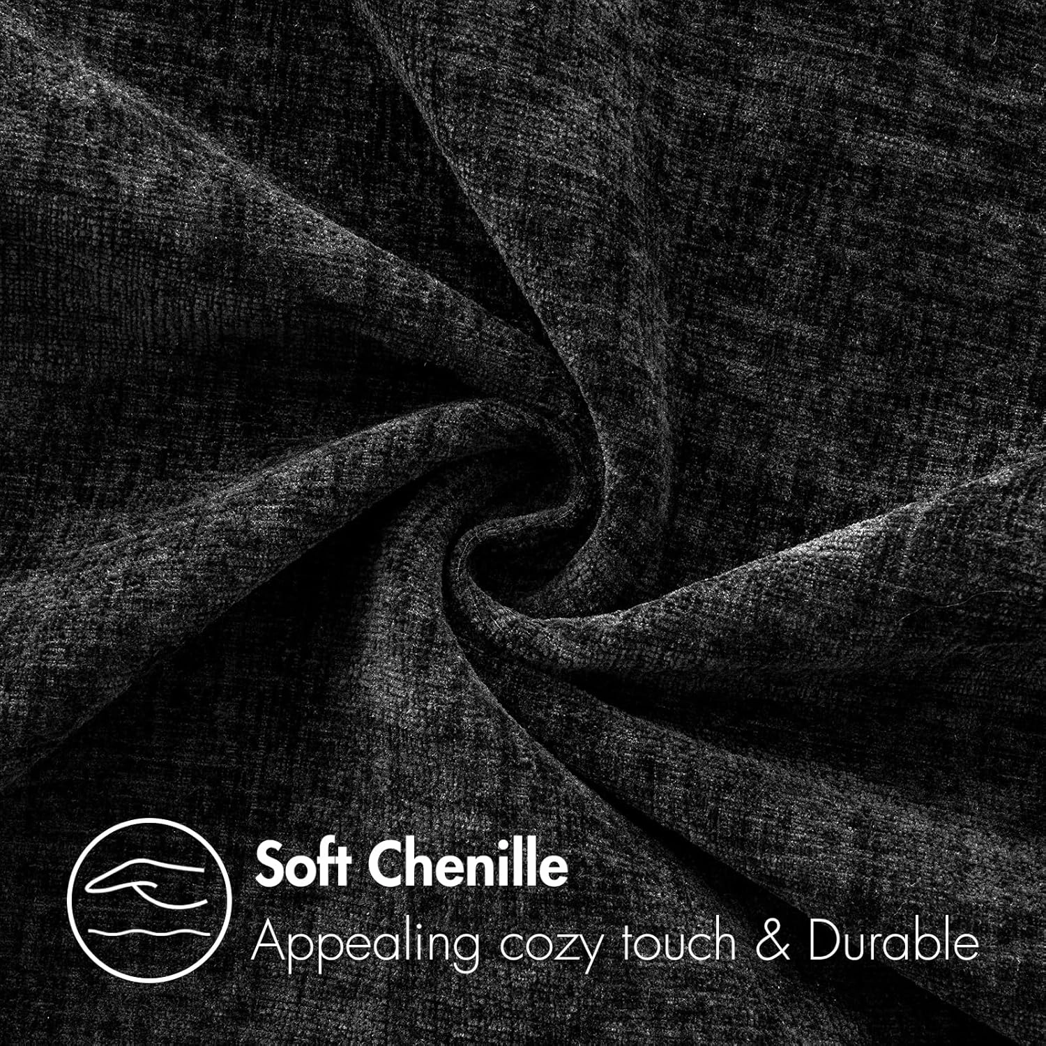 MIULEE Halloween Pack of 2 Couch Throw Pillow Covers 18x18 Inch Soft Black Chenille Pillow Covers for Sofa Living Room Solid Dyed Pillow Cases