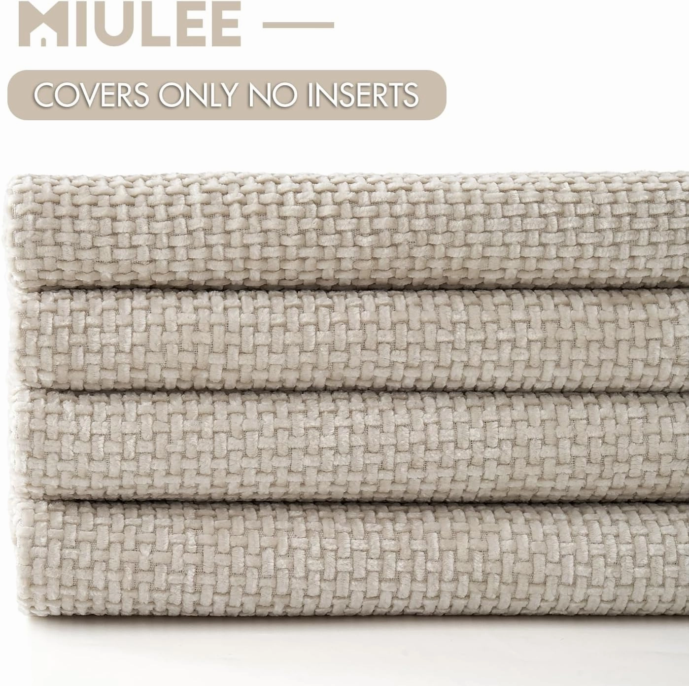 MIULEE Pack of 4 Couch Throw Pillow Covers 18x18 Inch Cream Soft Decorative Chenille Pillow Covers Farmhouse Accent Cushion Covers for Boho Home Decor Sofa Bedroom Living Room