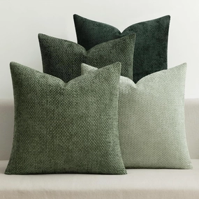 MIULEE Pack of 4 Couch Throw Pillow Covers 18x18 Inch Green Soft Decorative Chenille Pillow Covers Farmhouse Accent Cushion Covers for Boho Home Decor Spring Sofa Bedroom Living Room