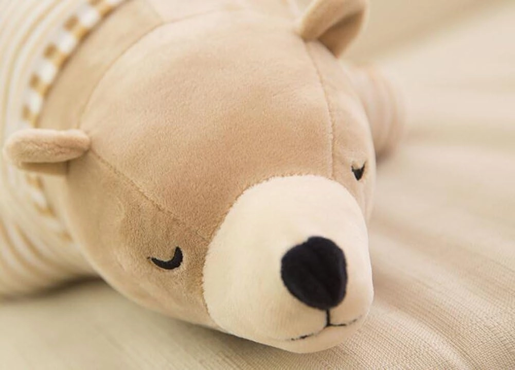 MMTTAO Stuffed Polar Bear Animal Plush Toy 24 Inch Large Brown Sleeping Bear Animal Stuff Soft Plushies Cute Dolls Collection Huggable Throw Pillow Cushion Gifts for Kids Children Boys Girls, 24Inches