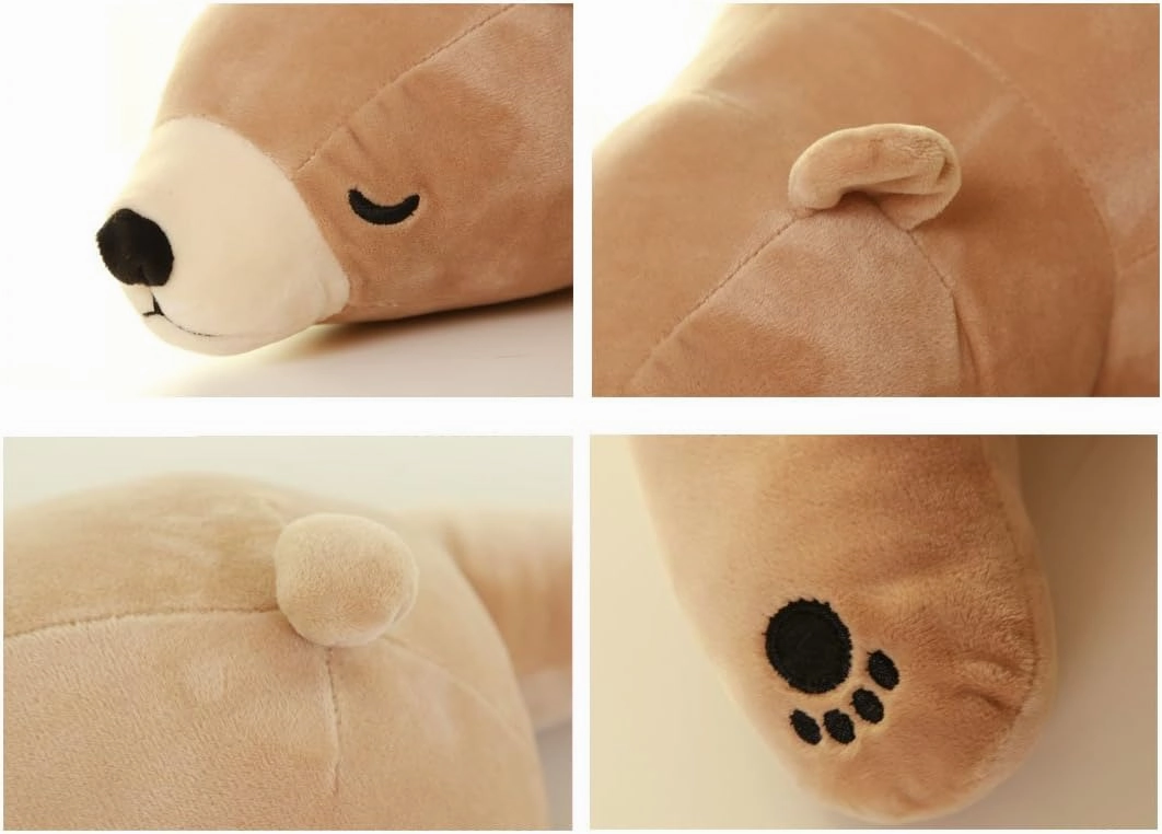 MMTTAO Stuffed Polar Bear Animal Plush Toy 24 Inch Large Brown Sleeping Bear Animal Stuff Soft Plushies Cute Dolls Collection Huggable Throw Pillow Cushion Gifts for Kids Children Boys Girls, 24Inches