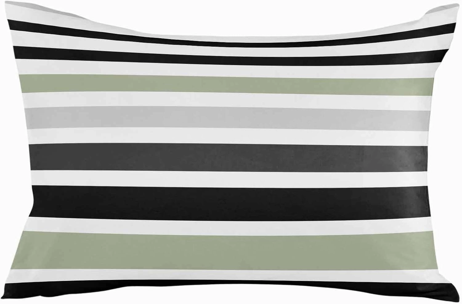Modern Sage Green Black White Grey Stripes Outdoor Pillow Covers 20x12in Pack of 2 Waterproof Pillowcase Simple Lines Decorative Throw Cushion Case for Patio Couch Sofa
