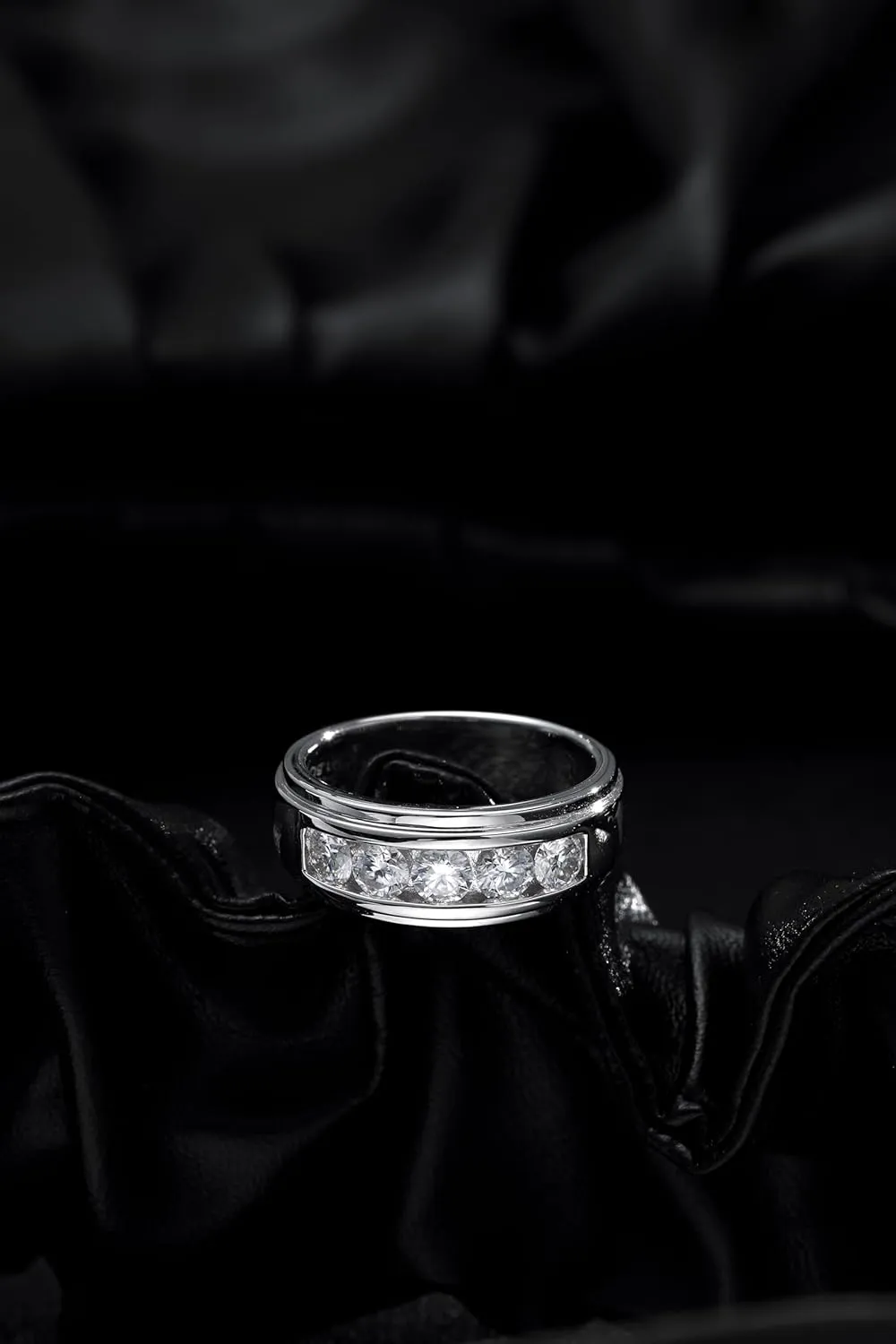 Moissanite Eternity Wedding Band Ring - 1.5cttw D Color VVS1 Moissanite Channel Set, Sterling Silver with 18K White Gold Plated