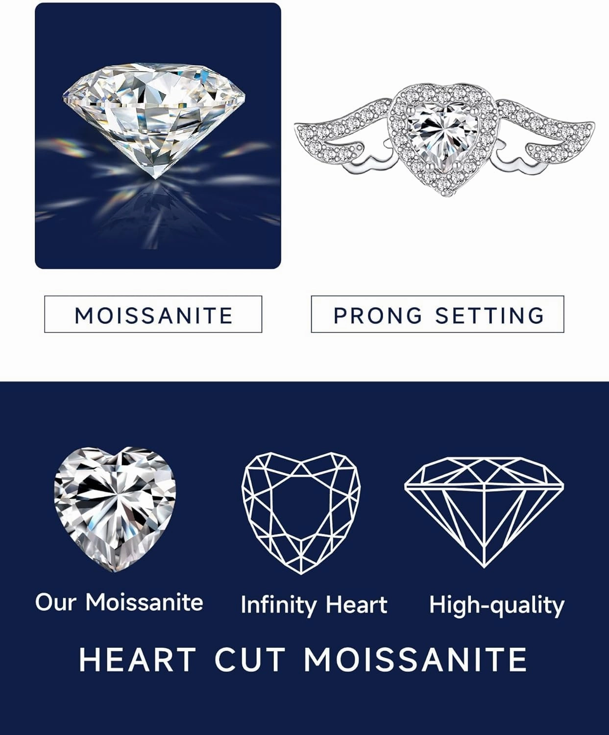 MomentWish Heart Necklace for Women, Sparkling Gift for Her, 1Carat Moissanite Heart Pendent for Her, 925 Sterling Silver Dance Necklace for Anniversary Christmas Valentines