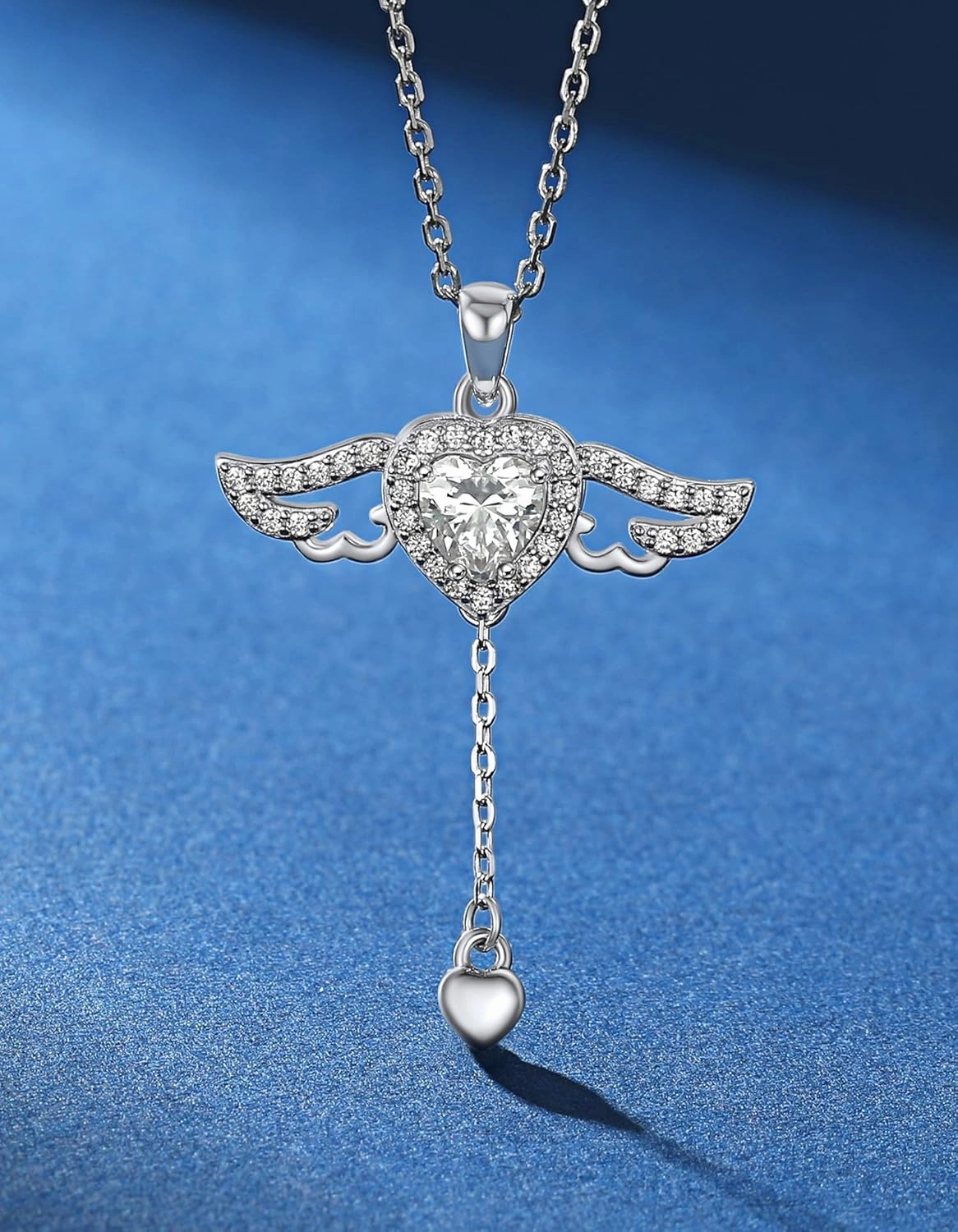 MomentWish Heart Necklace for Women, Sparkling Gift for Her, 1Carat Moissanite Heart Pendent for Her, 925 Sterling Silver Dance Necklace for Anniversary Christmas Valentines