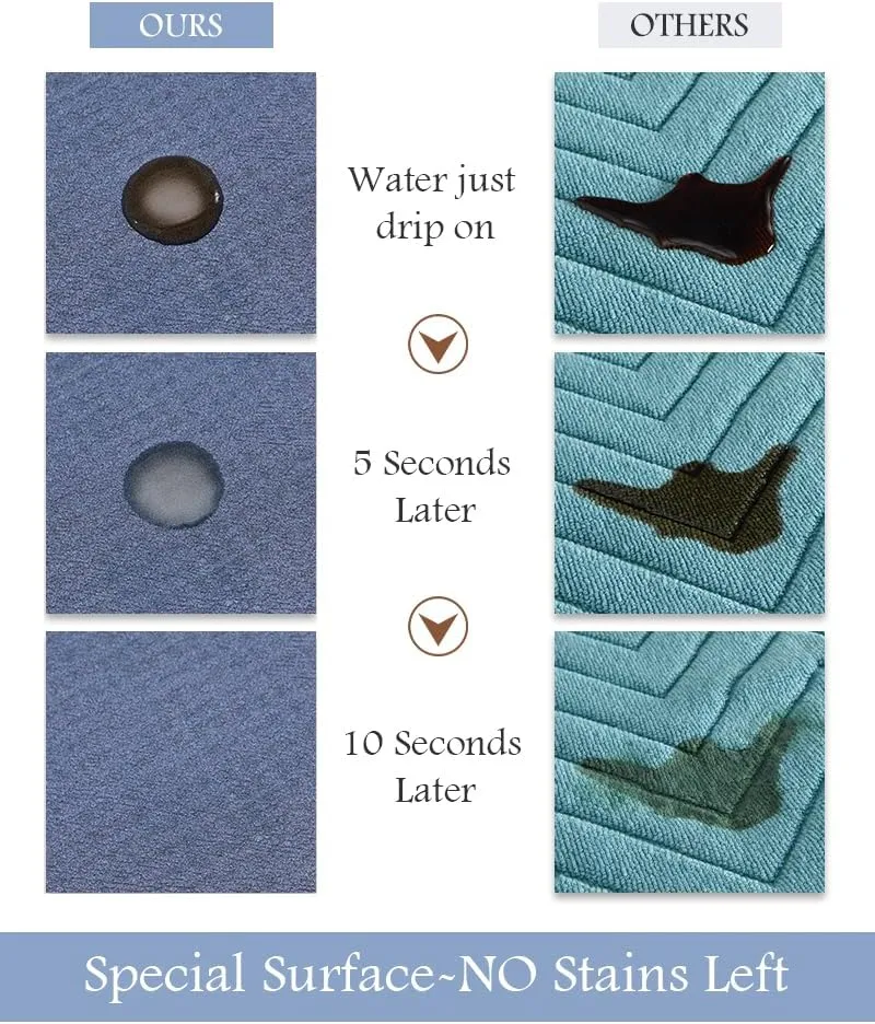 MontVoo-Bath Mat Rug Long Non Slip Super Absorbent Bathroom Runner Stain Resistant Quick Dry Thin Bathroom Mat Fit Under Door-17"x59",Navy