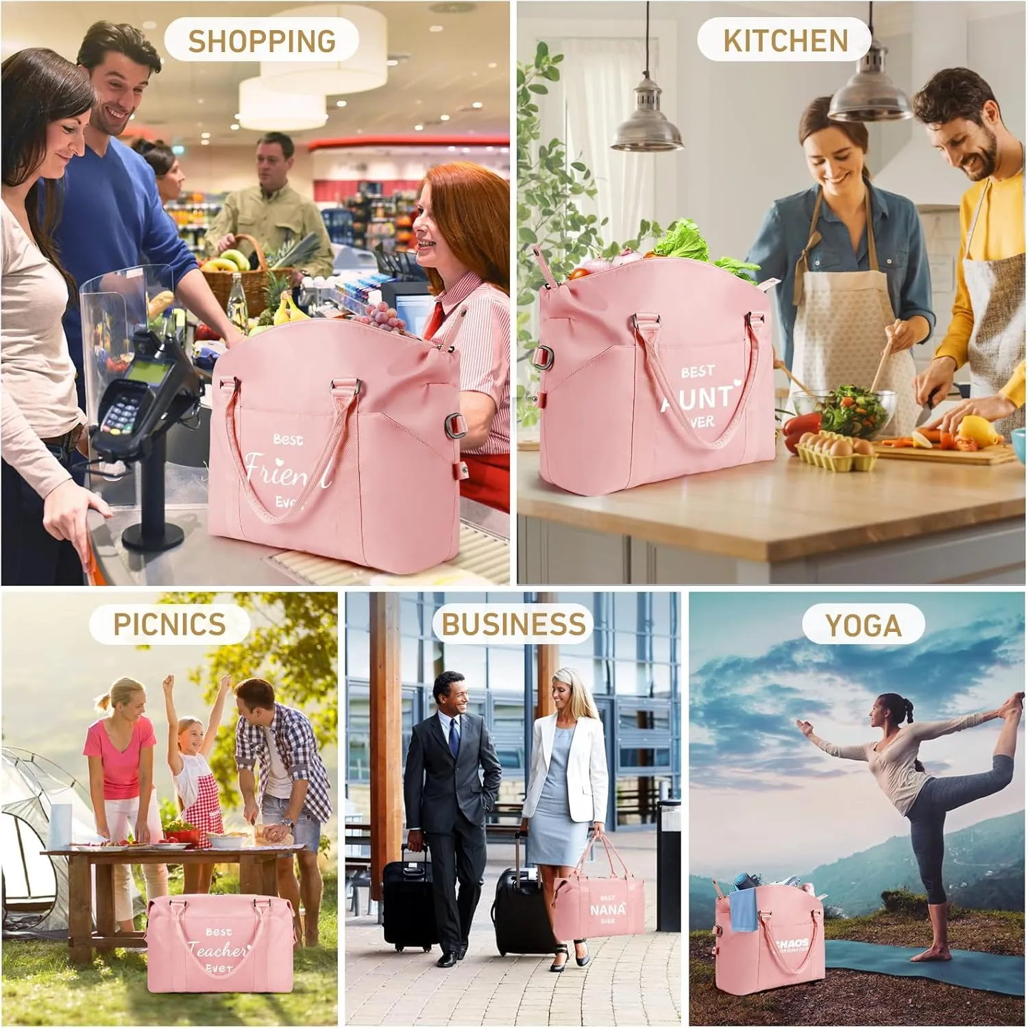 Mothers Day Gifts for Sister Friends Pink Travel Duffle Bag Birthday Gifts for Her Waterproof Weekender Bag
