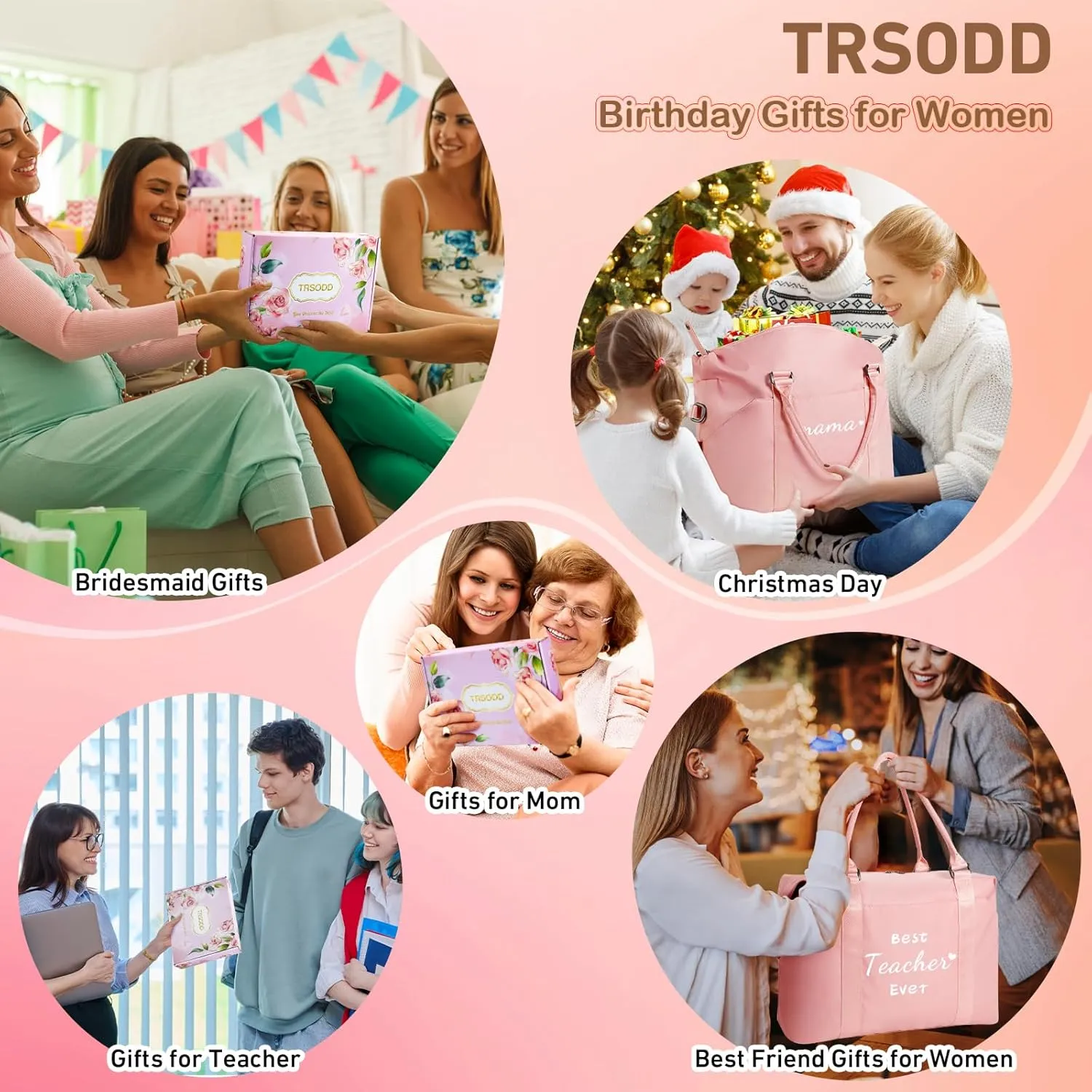 Mothers Day Gifts for Sister Friends Pink Travel Duffle Bag Birthday Gifts for Her Waterproof Weekender Bag