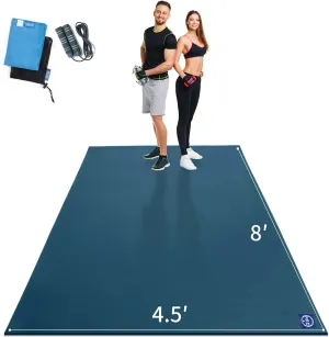 MRO Extra Large Exercise Mat For Home Gym, 8'x4.5'/7'x4.5'/6'x4.5'(7mm) Workout Mats for Gym Flooring, Non-Slip, Extra Thick Durable Cardio Mat, Ideal for Plyo, Weights, MMA, Jump Rope -Shoe Friendly