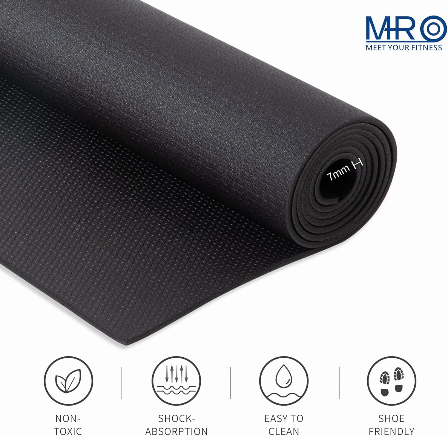 MRO Extra Large Exercise Mat For Home Gym, 8'x4.5'/7'x4.5'/6'x4.5'(7mm) Workout Mats for Gym Flooring, Non-Slip, Extra Thick Durable Cardio Mat, Ideal for Plyo, Weights, MMA, Jump Rope -Shoe Friendly