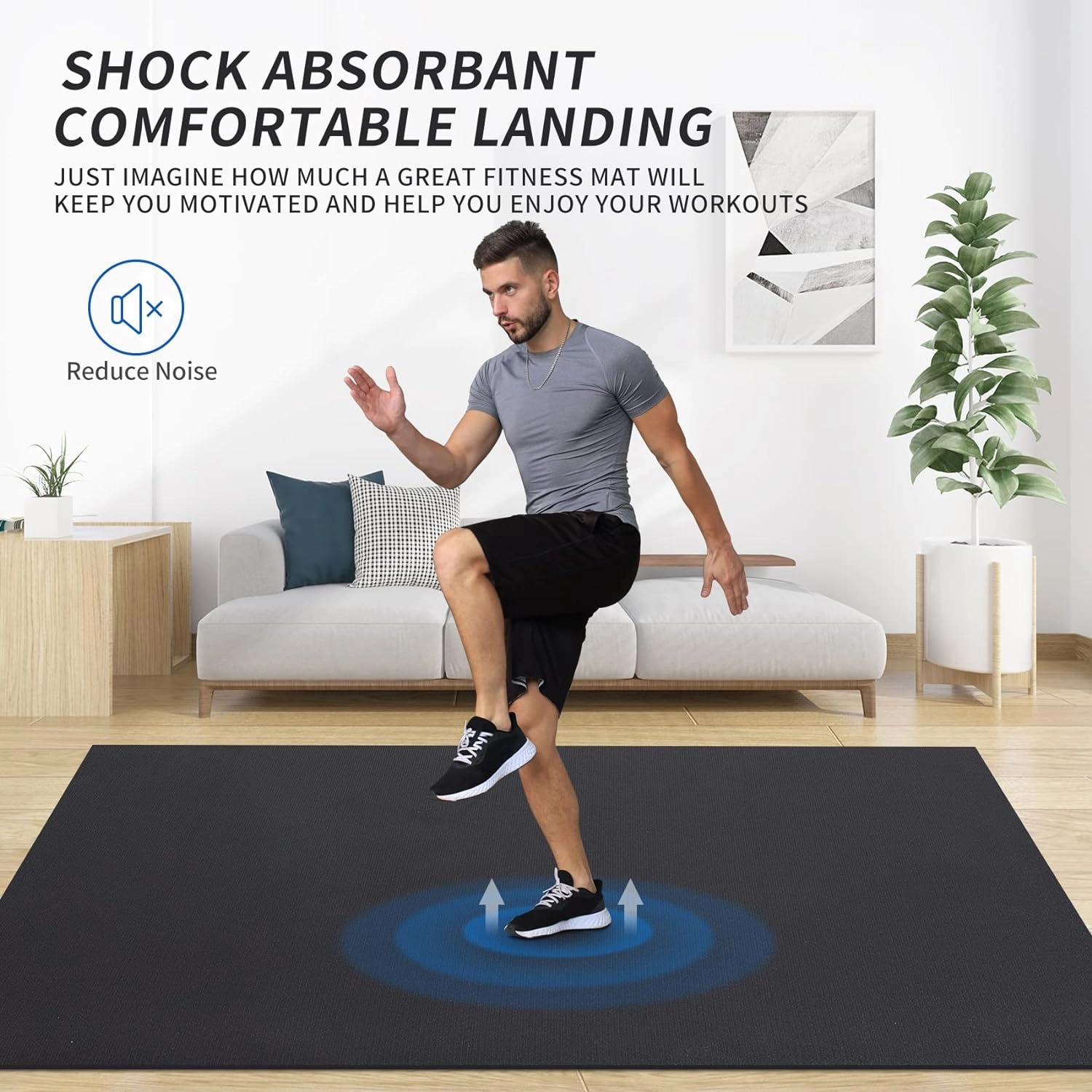 MRO Extra Large Exercise Mat For Home Gym, 8'x4.5'/7'x4.5'/6'x4.5'(7mm) Workout Mats for Gym Flooring, Non-Slip, Extra Thick Durable Cardio Mat, Ideal for Plyo, Weights, MMA, Jump Rope -Shoe Friendly