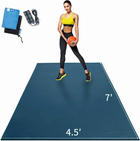 MRO Extra Large Exercise Mat For Home Gym, 8'x4.5'/7'x4.5'/6'x4.5'(7mm) Workout Mats for Gym Flooring, Non-Slip, Extra Thick Durable Cardio Mat, Ideal for Plyo, Weights, MMA, Jump Rope -Shoe Friendly