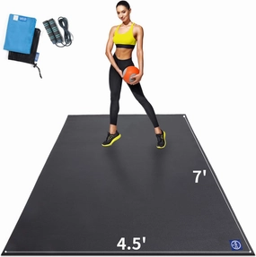 MRO Extra Large Exercise Mat For Home Gym, 8'x4.5'/7'x4.5'/6'x4.5'(7mm) Workout Mats for Gym Flooring, Non-Slip, Extra Thick Durable Cardio Mat, Ideal for Plyo, Weights, MMA, Jump Rope -Shoe Friendly