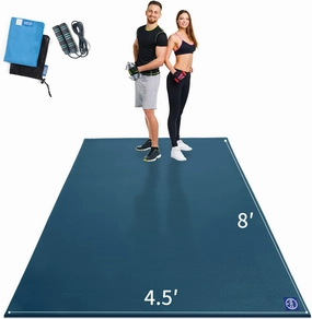 MRO Extra Large Exercise Mat For Home Gym, 8'x4.5'/7'x4.5'/6'x4.5'(7mm) Workout Mats for Gym Flooring, Non-Slip, Extra Thick Durable Cardio Mat, Ideal for Plyo, Weights, MMA, Jump Rope -Shoe Friendly