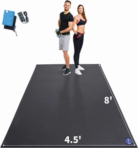 MRO Extra Large Exercise Mat For Home Gym, 8'x4.5'/7'x4.5'/6'x4.5'(7mm) Workout Mats for Gym Flooring, Non-Slip, Extra Thick Durable Cardio Mat, Ideal for Plyo, Weights, MMA, Jump Rope -Shoe Friendly