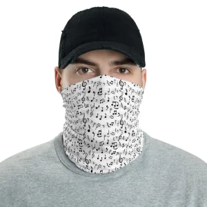 Music Notes Neck Gaiter White
