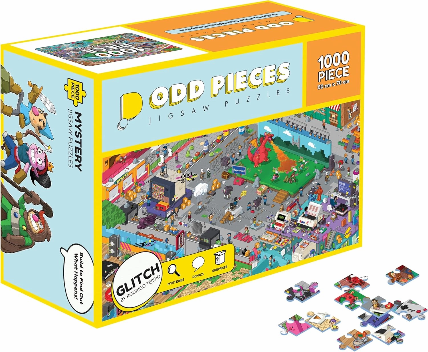 Mystery Jigsaw Puzzle-Glitch-1,000 Pcs Mystery Puzzle with Storytelling Comics, Secret Ending-1000 Piece Puzzle for Adults & Kids –19.7'' x 27.6'' Frameable Magic Puzzle Art
